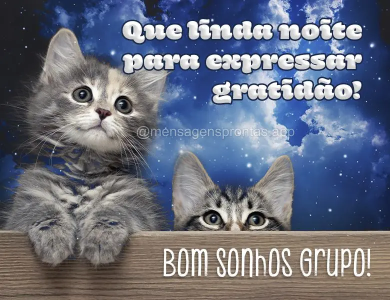 Que linda noite para expressar gratidão! Bom Sonhos Grupo!