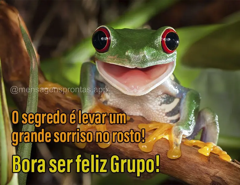 O segredo é levar um grande sorriso no rosto! Bora ser feliz Grupo!