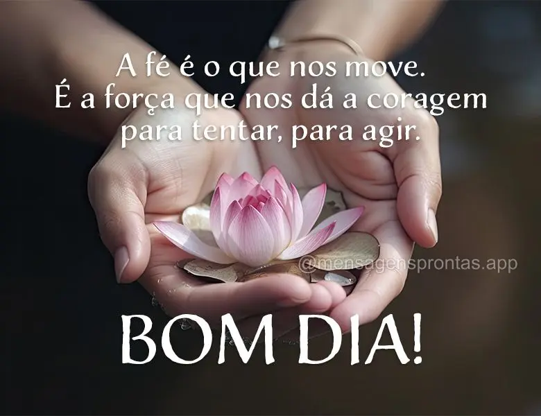 A fé é o que nos move. É a força que nos dá a coragem para tentar, para agir. Bom dia!