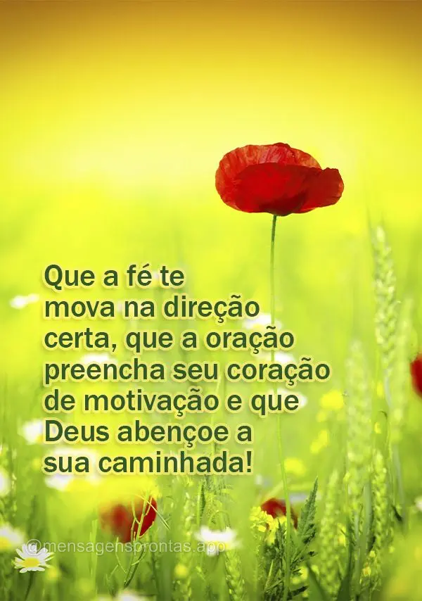 Que a fé te mova na direção certa, que a oração preencha seu coração de motivação e que Deus abençoe a sua caminhada!