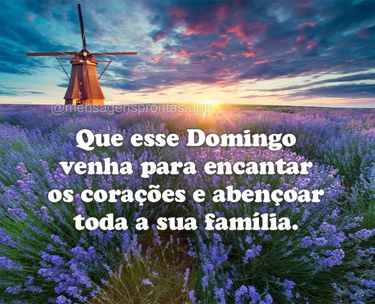 Que esse Domingo venha para encantar os corações e abençoar toda a sua família. 