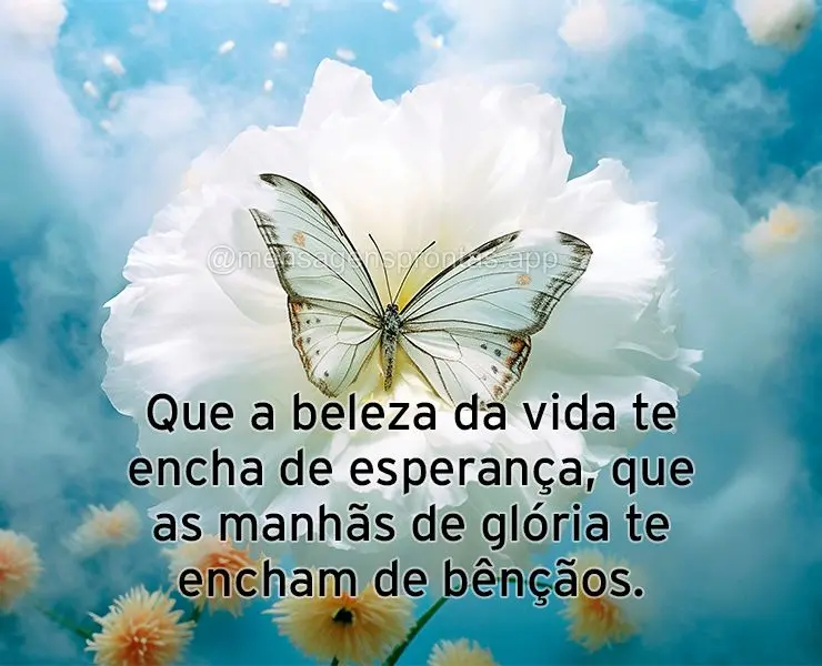 Que a beleza da vida te encha de esperança, que as manhãs de glória te encham de bênçãos.