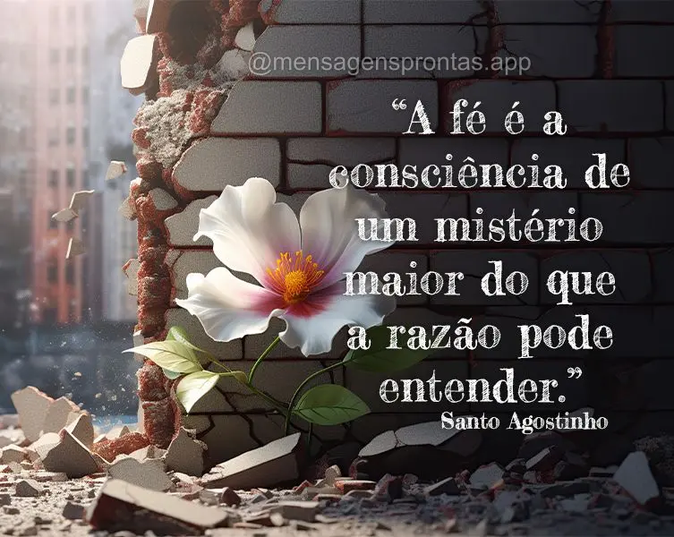 "A fé é a consciência de um mistério maior do que a razão pode entender." Santo Agostinho