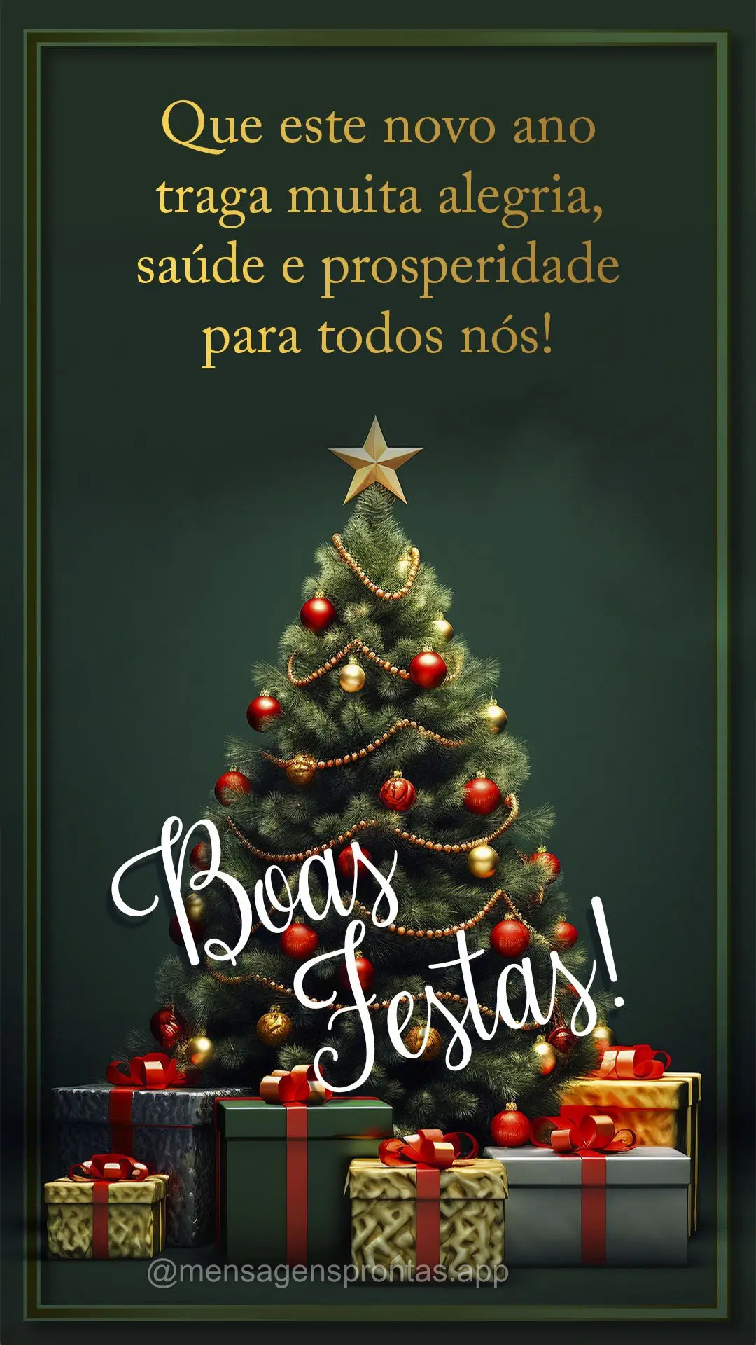 Que este novo ano traga muita alegria, saúde e prosperidade para todos nós! Boas festas!