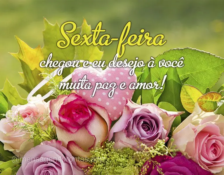 Sexta-feira chegou e eu desejo à você muita paz e amor!