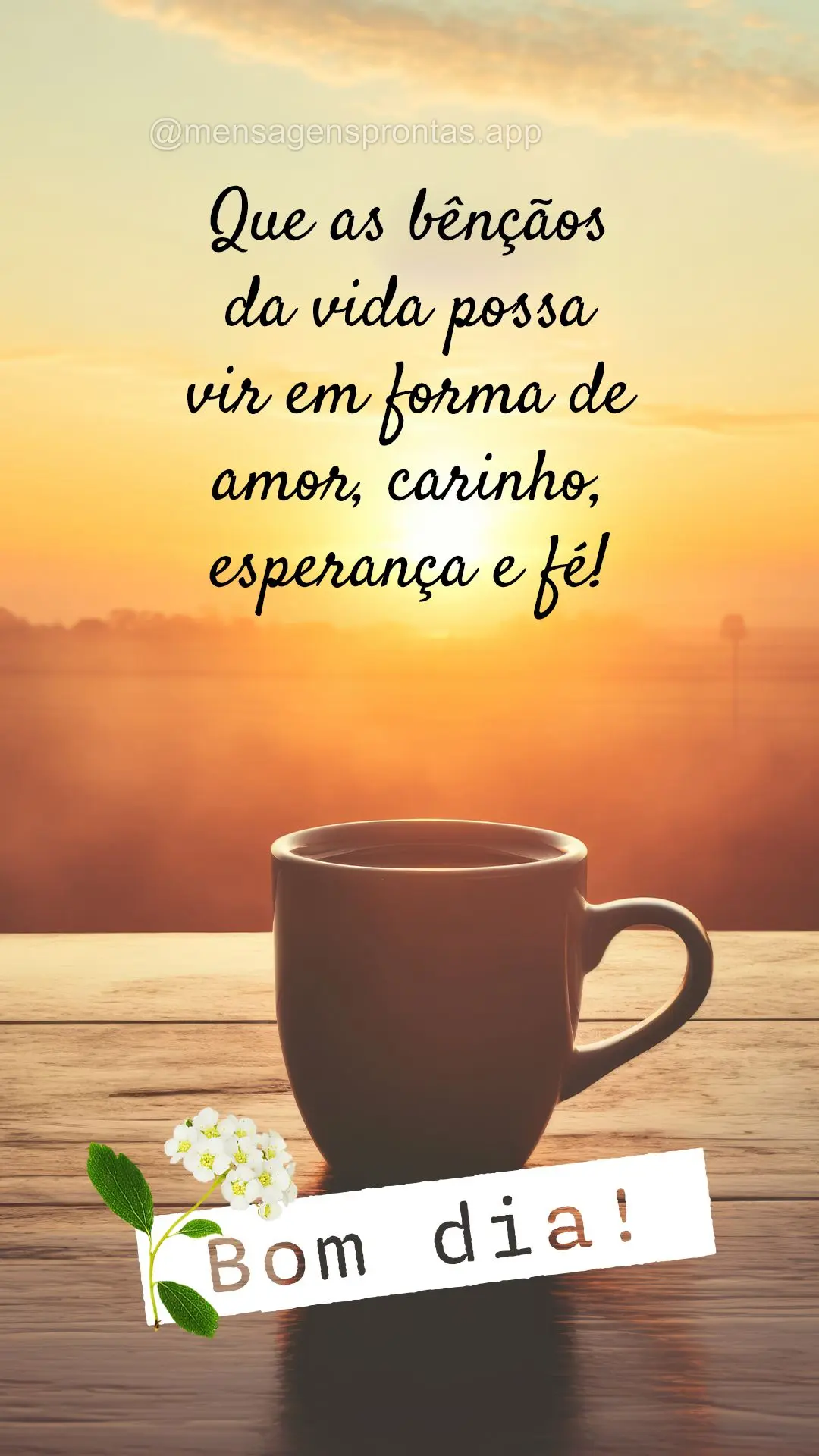 Que cada bênção da vida possa vir em forma de amor, carinho, esperança e fé! Bom dia!