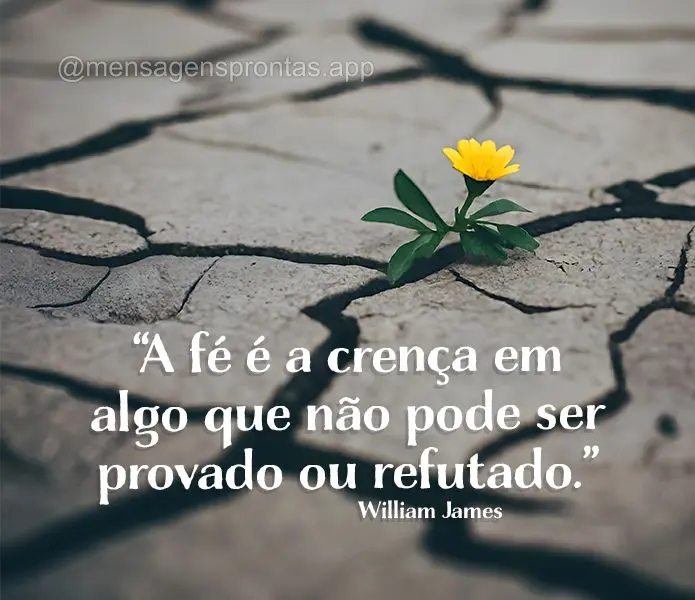 "A fé é a crença em algo que não pode ser provado ou refutado." William James