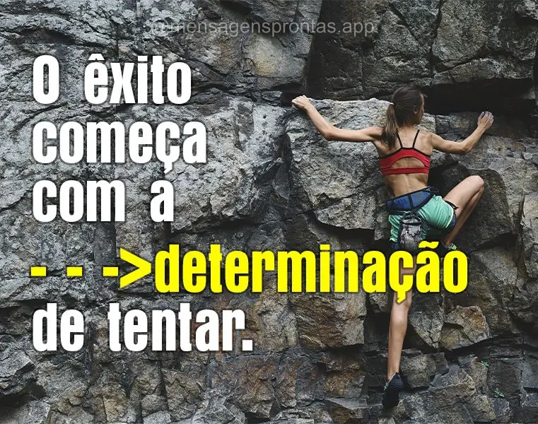 O êxito começa com a determinação de tentar.