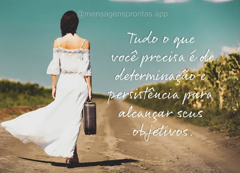 Tudo o que você precisa é de determinação e persistência para alcançar seus objetivos.