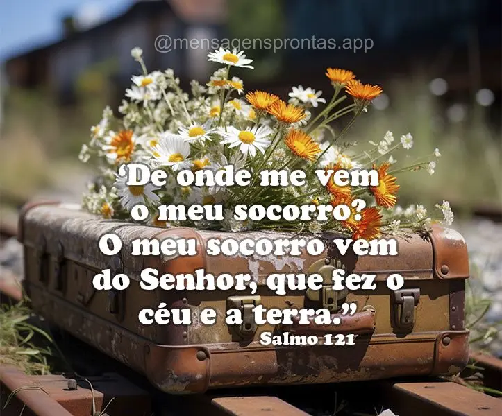 "De onde me vem o meu socorro? O meu socorro vem do Senhor, que fez o céu e a terra." Salmo 121