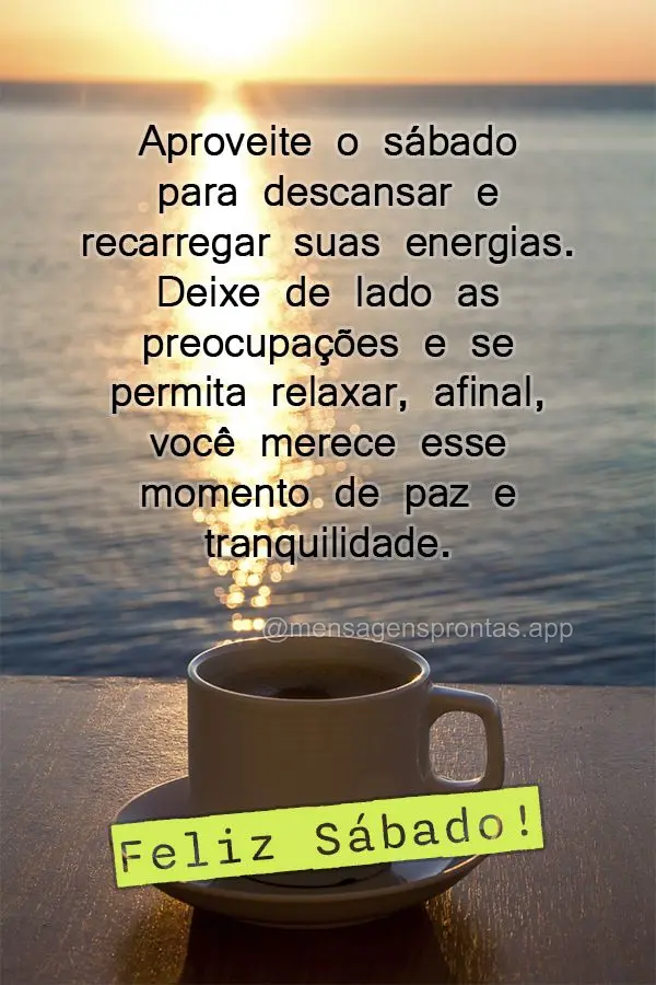 Aproveite o sábado para descansar e recarregar suas energias. Deixe de lado as preocupações e se permita relaxar, afinal, você merece esse momento de...