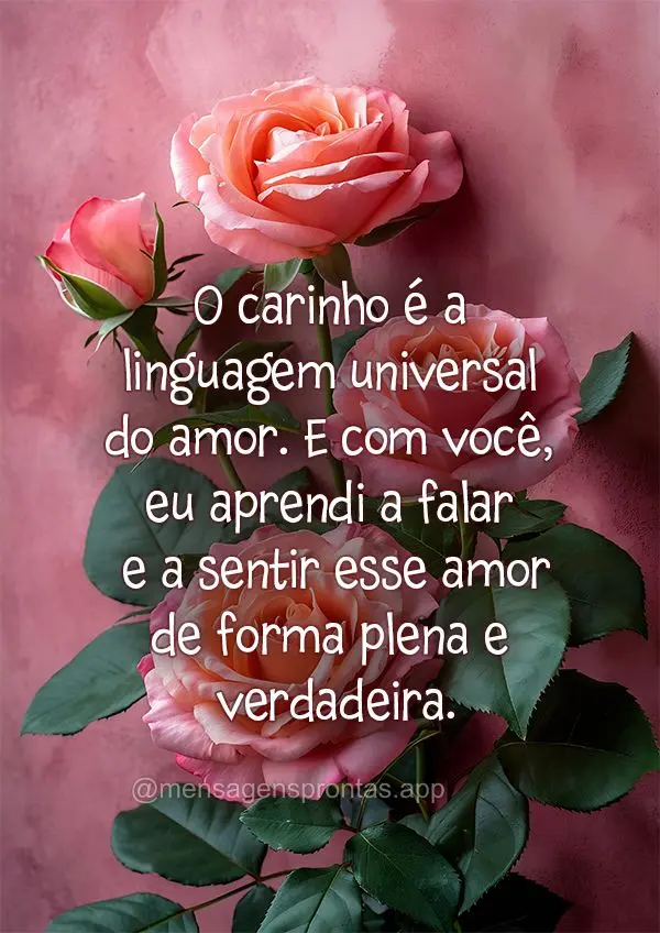 O carinho é a linguagem universal do amor. E com você, eu aprendi a falar e a sentir esse amor de forma plena e verdadeira.