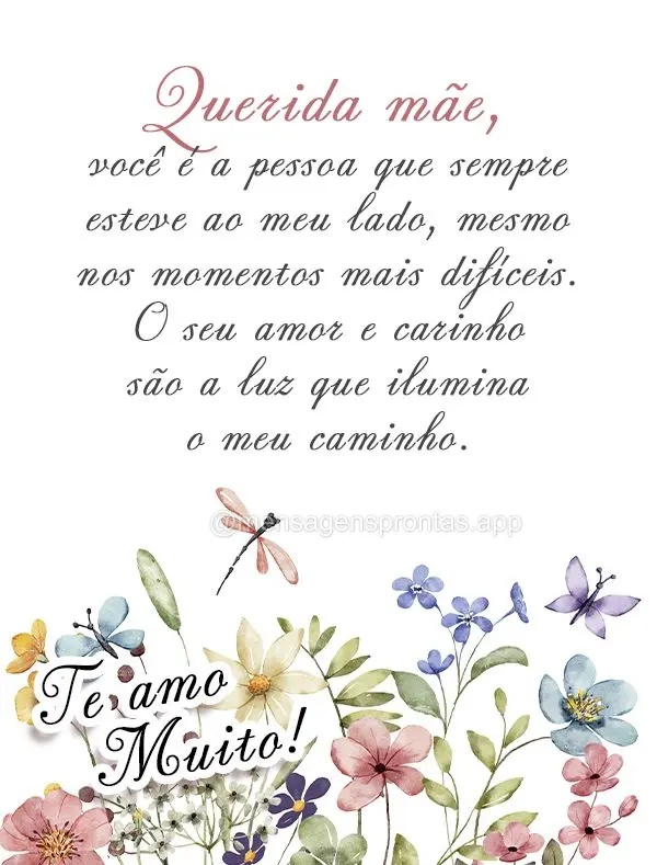 Querida mãe, você é a pessoa que sempre esteve ao meu lado, mesmo nos momentos mais difíceis. O seu amor e carinho são a luz que ilumina o meu camin...