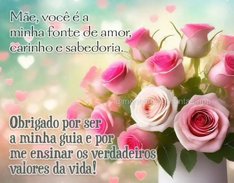 Mãe, você é a minha fonte de amor, carinho e sabedoria. Obrigado por ser a minha guia e por me ensinar os verdadeiros valores da vida!