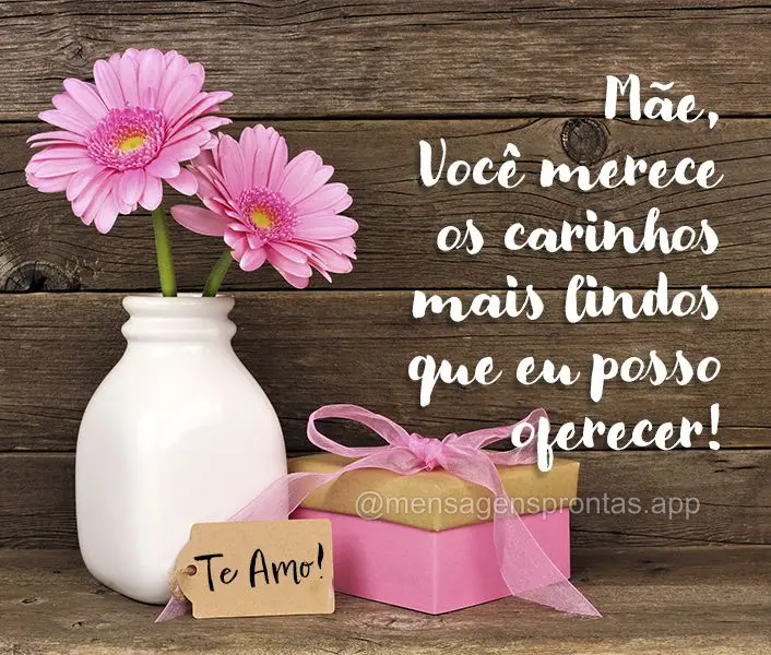 Mãe, Você merece os carinhos mais lindos que eu posso oferecer! Te amo!