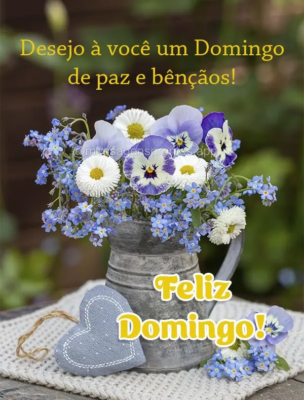 Desejo à você um Domingo de paz e bênçãos! Feliz Domingo!