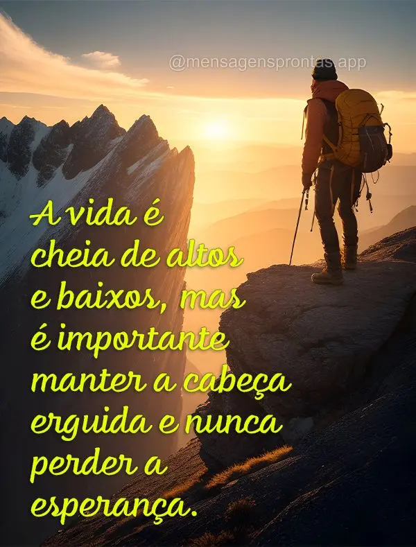 A vida é cheia de altos e baixos, mas é importante manter a cabeça erguida e nunca perder a esperança.