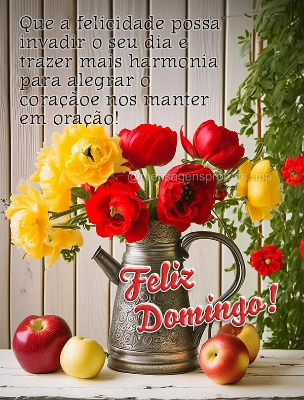 Que a felicidade possa invadir o seu dia e trazer mais harmonia para alegrar o coração e nos manter em oração! Feliz Domingo!