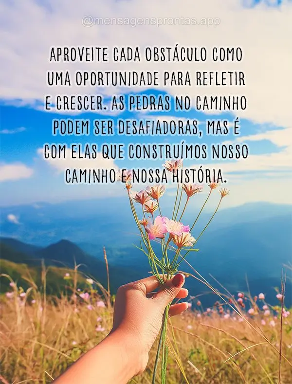 Aproveite cada obstáculo como uma oportunidade para refletir e crescer. As pedras no caminho podem ser desafiadoras, mas é com elas que construímos no...