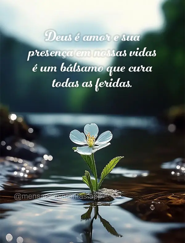 Deus é amor e sua presença em nossas vidas é um bálsamo que cura todas as feridas.