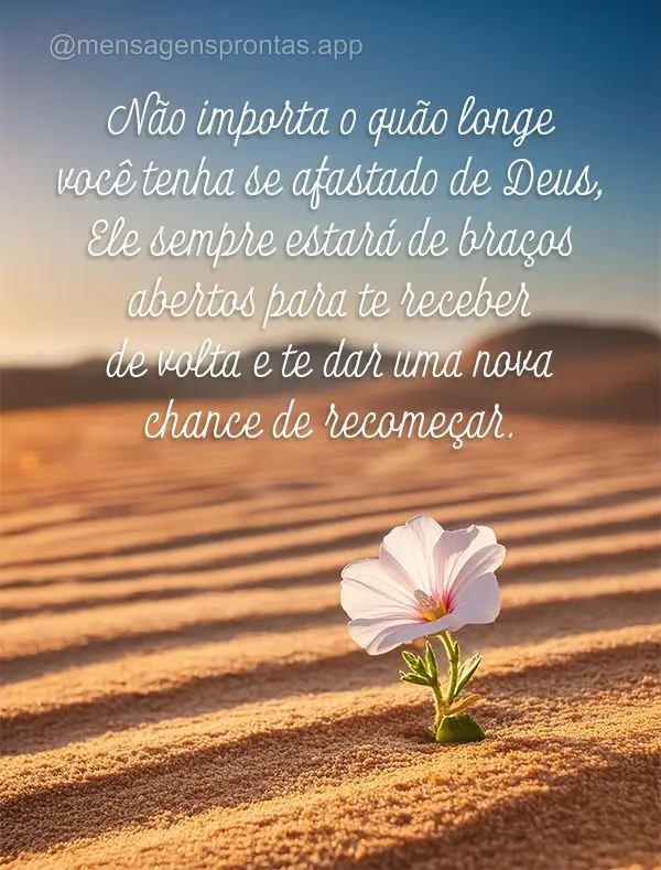 Não importa o quão longe você tenha se afastado de Deus, Ele sempre estará de braços abertos para te receber de volta e te dar uma nova chance de re...