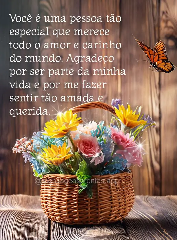 Você é uma pessoa tão especial que merece todo o amor e carinho do mundo. Agradeço por ser parte da minha vida e por me fazer sentir tão amada e que...