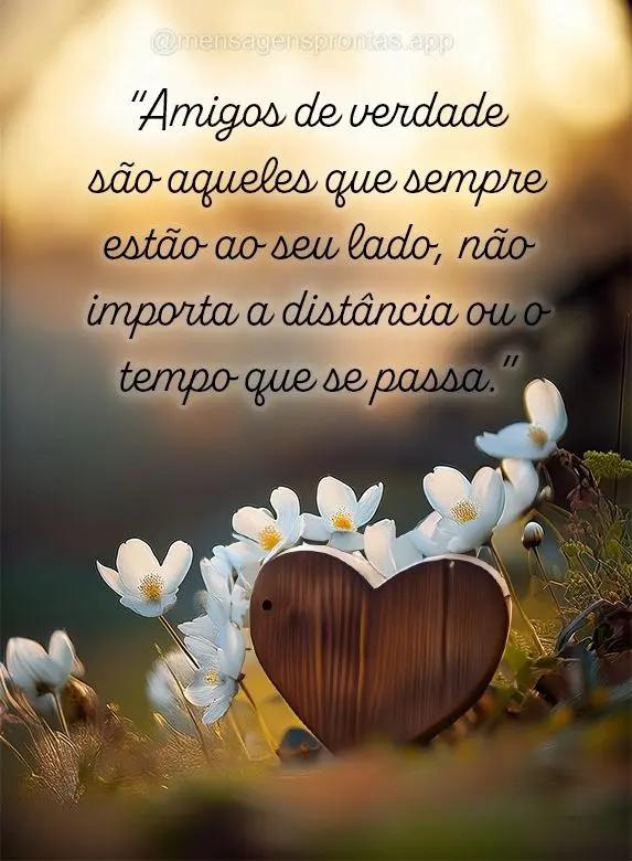 "Amigos de verdade são aqueles que sempre estão ao seu lado, não importa a distância ou o tempo que se passa."