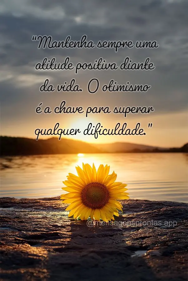 "Mantenha sempre uma atitude positiva diante da vida. O otimismo é a chave para superar qualquer dificuldade."