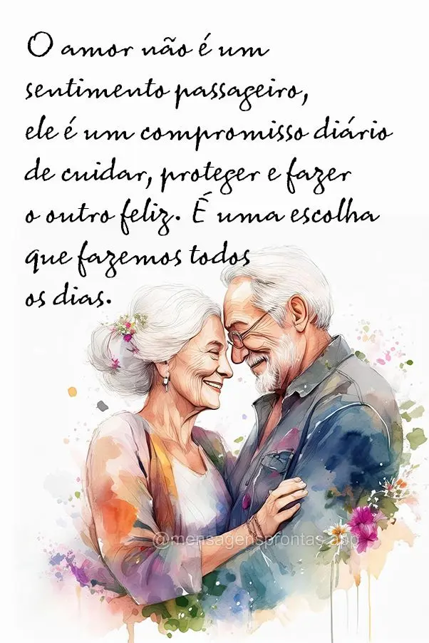 O amor não é um sentimento passageiro, ele é um compromisso diário de cuidar, proteger e fazer o outro feliz. É uma escolha que fazemos todos os dia...