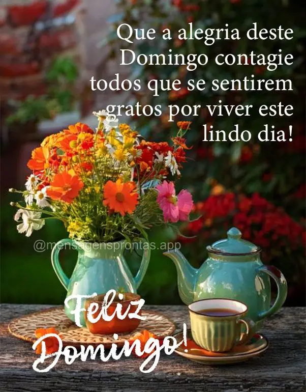 Que a alegria deste Domingo contagie todos que se sentirem gratos por viver este lindo dia! Feliz Domingo!