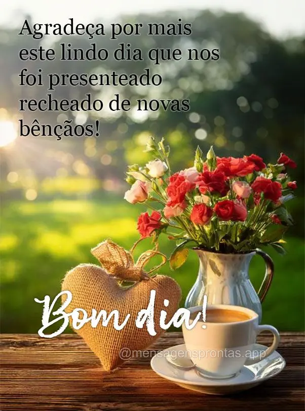 Agradeça por mais este lindo dia que nos foi presenteado recheado de novas bênçãos! Bom dia!