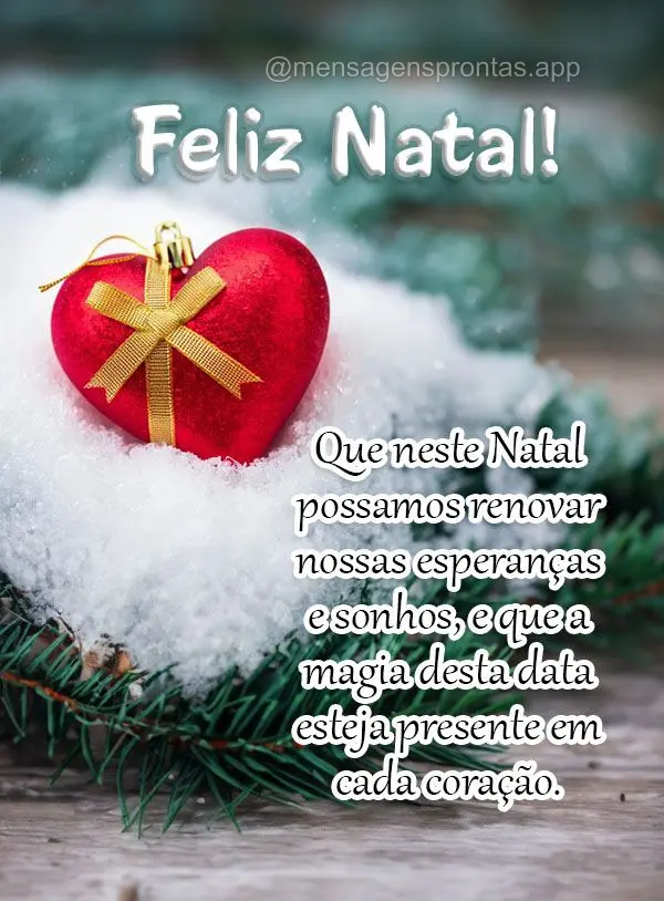 Que neste Natal possamos renovar nossas esperanças e sonhos, e que a magia desta data esteja presente em cada coração. Feliz Natal!