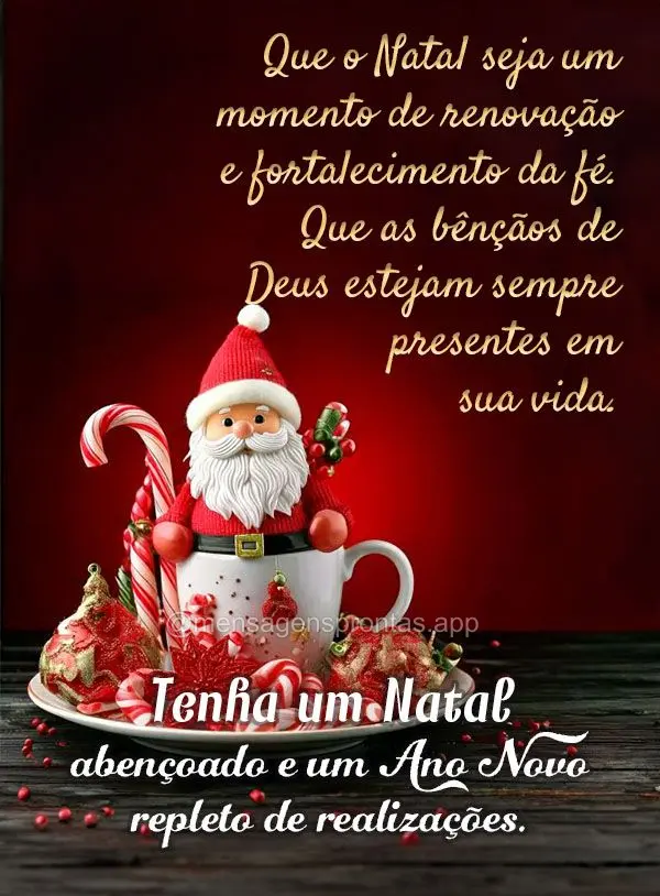 Que o Natal seja um momento de renovação e fortalecimento da fé. Que as bênçãos de Deus estejam sempre presentes em sua vida. Tenha um Natal abenç...