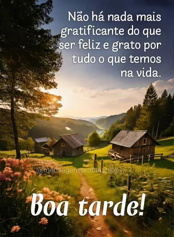 Não há nada mais gratificante do que ser feliz e grato por tudo o que temos na vida. Boa tarde!