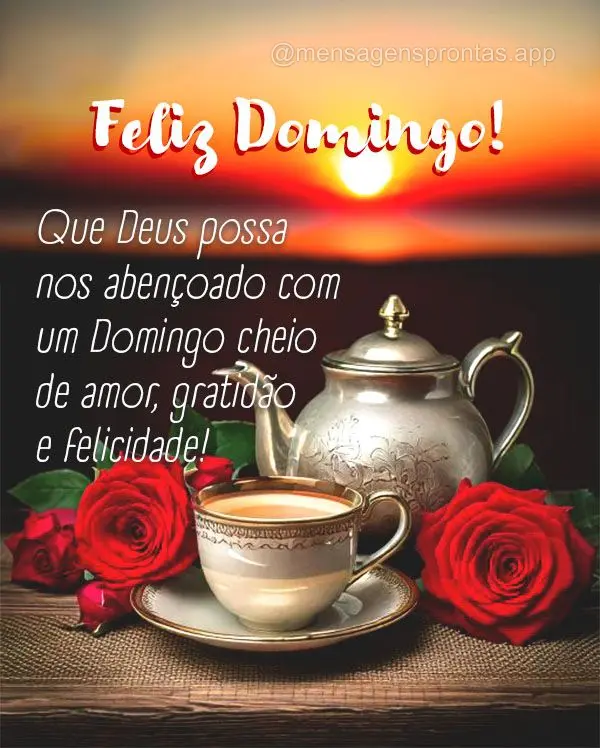 Que Deus possa nos abençoado com um Domingo cheio de amor, gratidão e felicidade!  Feliz Domingo!