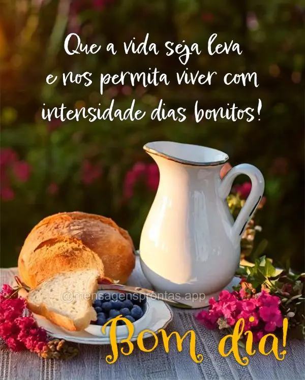 Que a vida seja leva e nos permita viver com intensidade dias bonitos!  Bom dia!