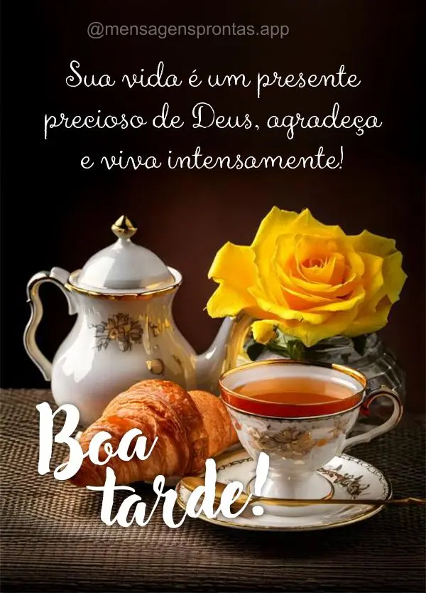 Sua vida é um presente precioso de Deus, agradeça e viva intensamente! Boa tarde!