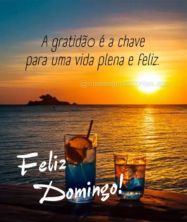 A gratidão é a chave para uma vida plena e feliz. Feliz Domingo! 